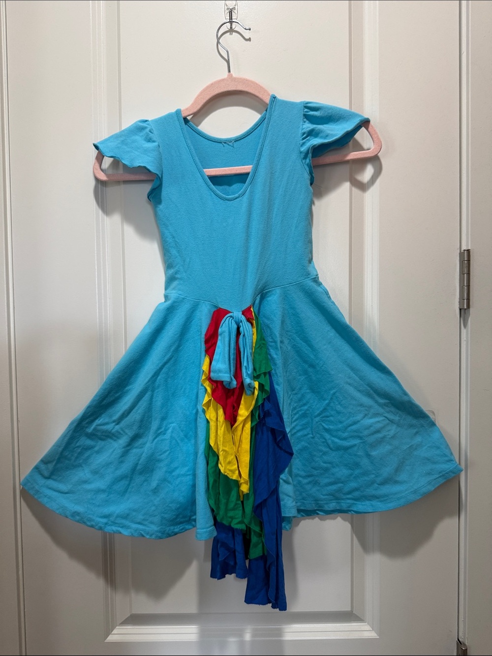 Placard Originals: Bright Blue Girls' Rainbow back Dress
